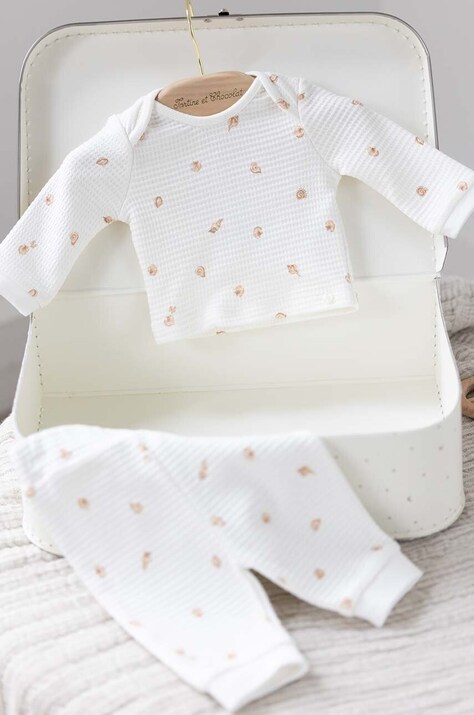 Tartine et Chocolat pijamale de bumbac pentru copii culoarea alb, modelator