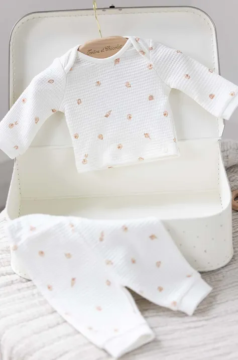 Tartine et Chocolat gyerek pamut pizsama fehér, mintás
