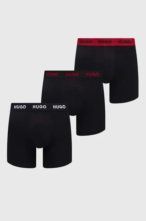 Bokserice HUGO 3-pack za muškarce, boja: crna