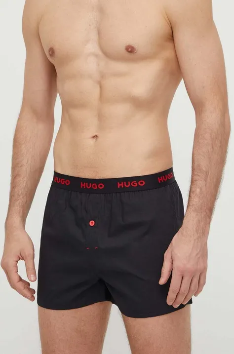 Bombažne boksarice HUGO 3-pack rdeča barva