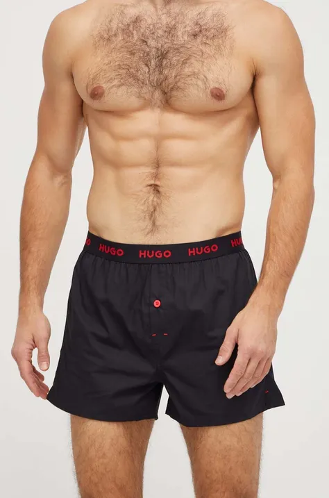 HUGO bokserki bawełniane 3-pack kolor czarny