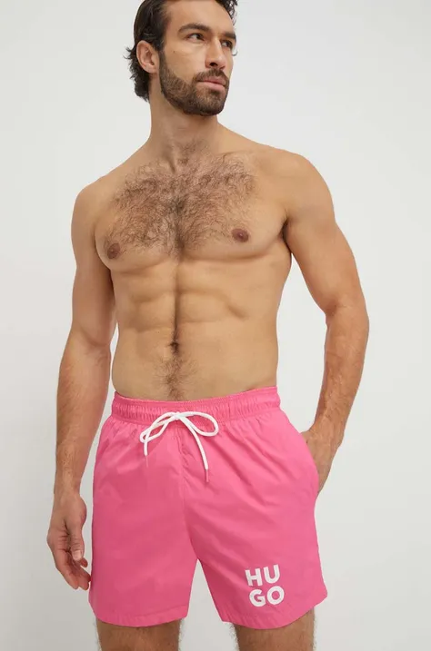 Kopalne kratke hlače HUGO roza barva
