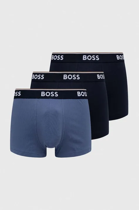 Boksarice BOSS 3-pack moški, mornarsko modra barva