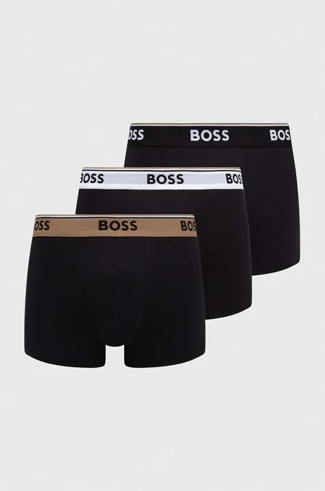 Boxerky BOSS 3-pak pánske, čierna farba, 50508985