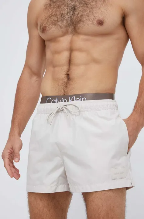 Kopalne kratke hlače Calvin Klein bež barva