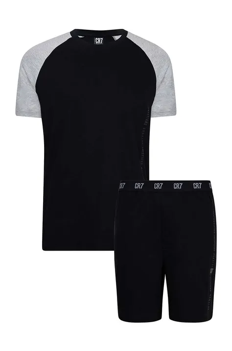 Pamučna pidžama CR7 Cristiano Ronaldo boja: crna, bez uzorka