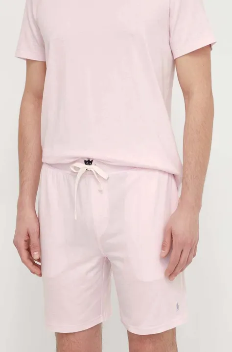 Піжамні шорти Polo Ralph Lauren чоловічі колір рожевий однотонна