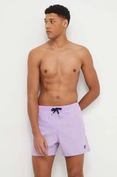 Plavkové šortky Emporio Armani Underwear fialová farba