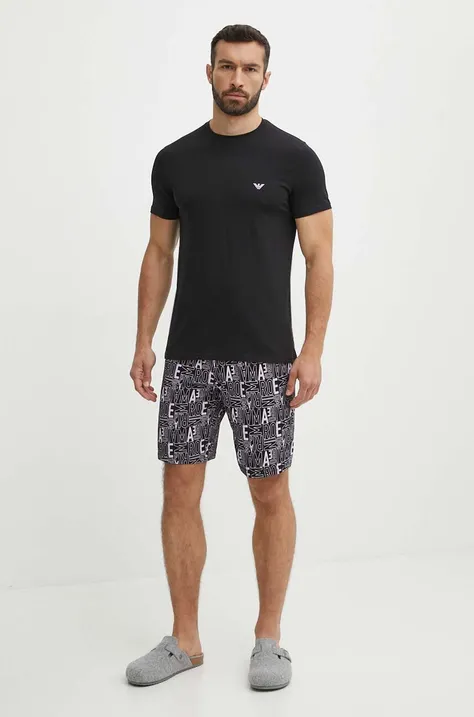 Pyžamo Emporio Armani Underwear pánske, čierna farba, vzorovaná, 111573 4R506