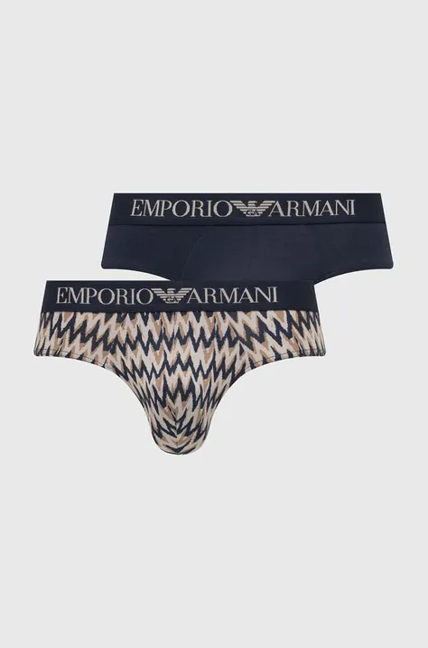 Slipy Emporio Armani Underwear 2-pak pánske, tmavomodrá farba, 111733 4R504