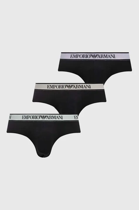 Slip gaćice Emporio Armani Underwear 3-pack za muškarce, boja: crna