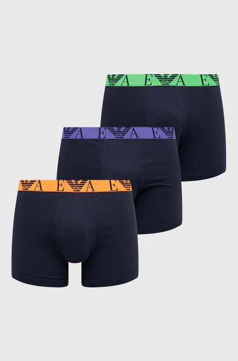 Boksarice Emporio Armani Underwear 3-pack moški, mornarsko modra barva