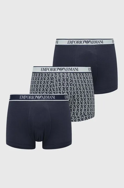 Boxerky Emporio Armani Underwear 3-pak pánske, tmavomodrá farba