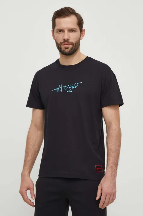 HUGO t-shirt fekete, férfi, nyomott mintás
