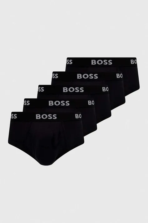 Bombažne spodnjice BOSS 5-pack črna barva