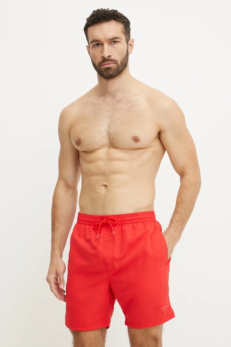 Guess pantaloni scurti de baie culoarea rosu