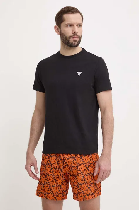 Pamučna pidžama Guess boja: crna, s uzorkom, U4GX03 KBZG0