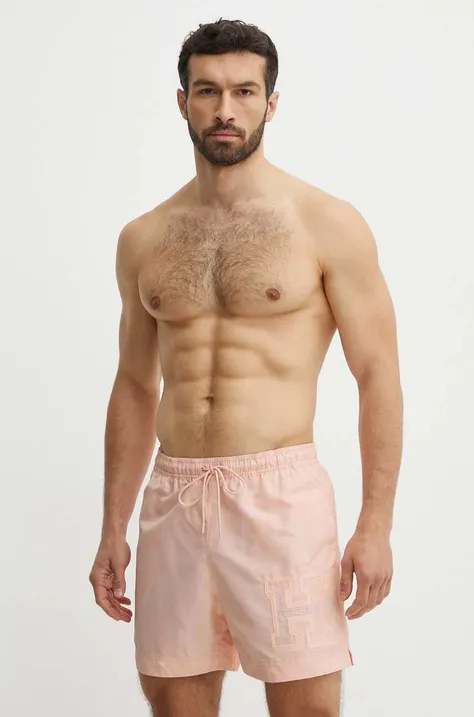 Plavkové šortky Tommy Hilfiger růžová barva, UM0UM03212