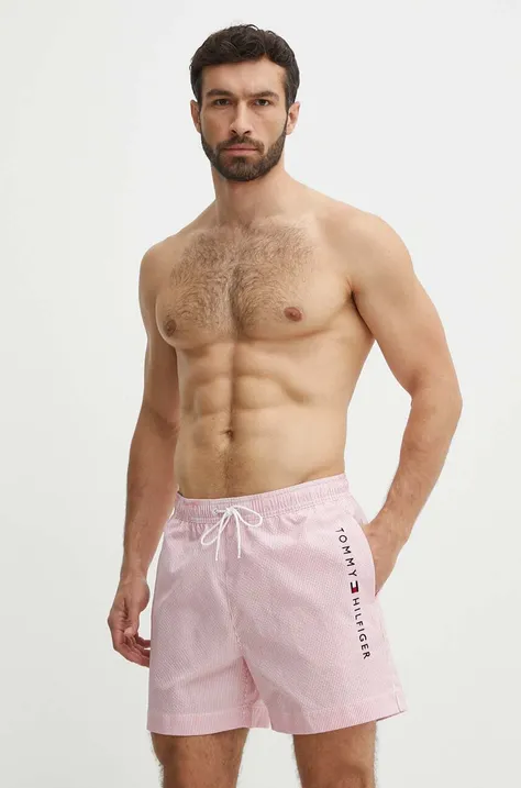 Plavkové šortky Tommy Hilfiger růžová barva, UM0UM03265