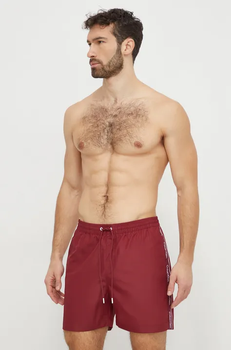 Kratke hlače za kupanje Calvin Klein boja: bordo