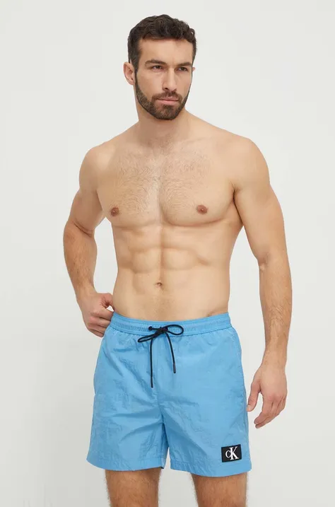 Kratke hlače za kupanje Calvin Klein boja: tirkizna, KM0KM00980