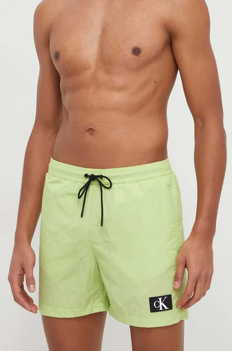 Plavkové šortky Calvin Klein zelená farba,KM0KM00980