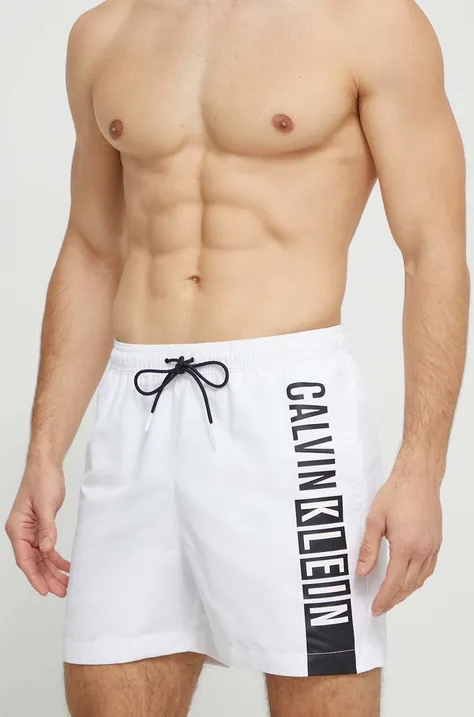 Plavkové šortky Calvin Klein biela farba,KM0KM00991