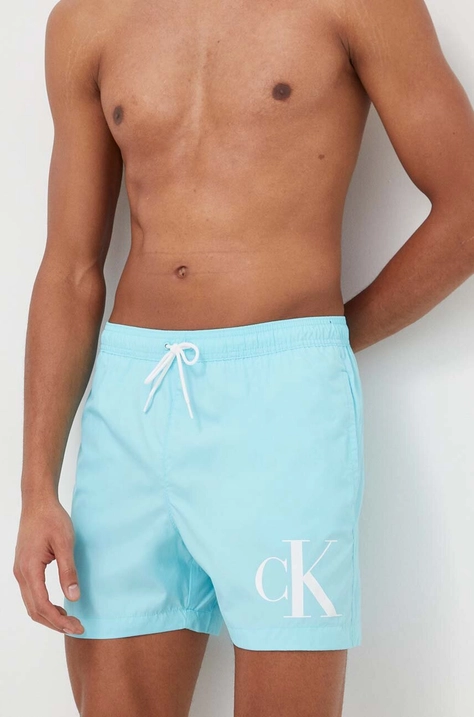 Calvin Klein pantaloni scurți de baie culoarea turcoaz KM0KM01003