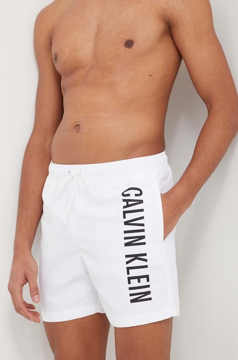 Calvin Klein pantaloni scurți de baie culoarea alb KM0KM01004