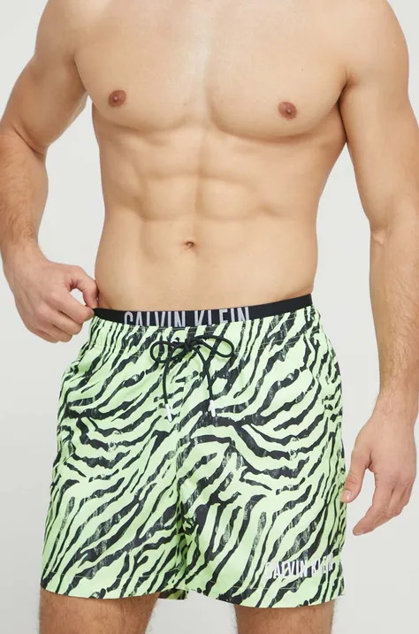 Kratke hlače za kupanje Calvin Klein boja: zelena, KM0KM01018