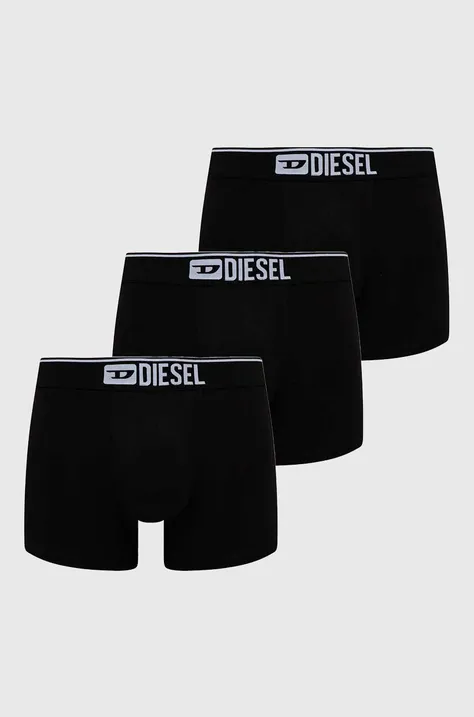 Boxerky Diesel 3-pak UMBX-DAMIEN-THREE PACK BOXERS pánske, čierna farba