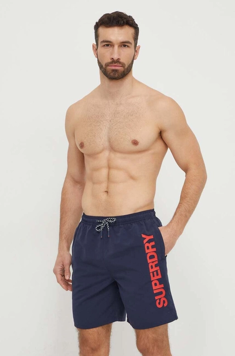 Superdry pantaloni scurti de baie culoarea albastru marin