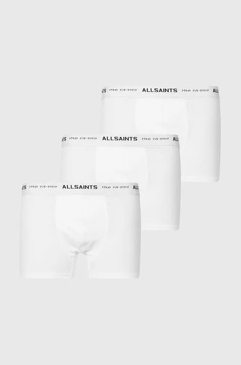 Bavlnené boxerky AllSaints UNDERGROUND 3-pak biela farba