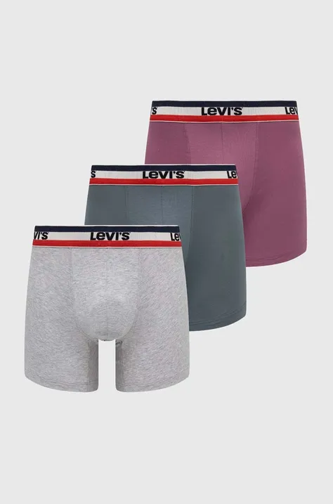 Boxerky Levi's 3-pack pánské, růžová barva