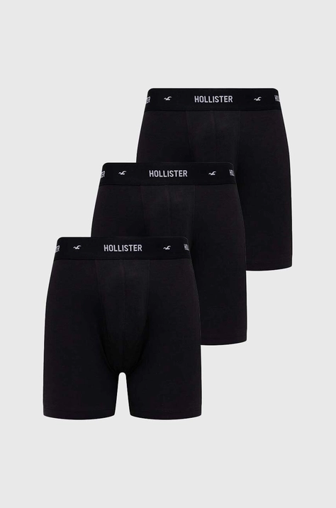 Boxerky Hollister Co. 3-pak pánske, čierna farba