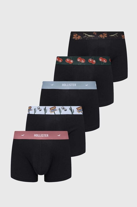 Boxerky Hollister Co. 5-pack pánské, černá barva