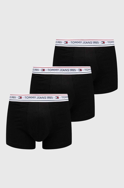 Boxerky Tommy Jeans 3-pak pánske, čierna farba