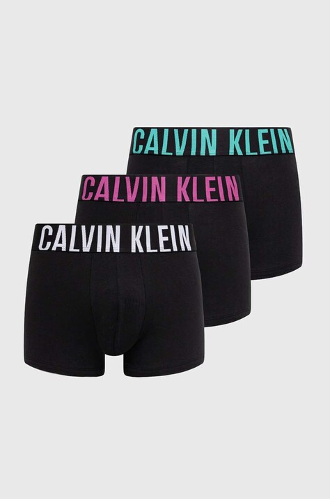 Calvin Klein Underwear boxeri bărbați din bumbac cu elastan pachet de 3 negri 000NB3608A