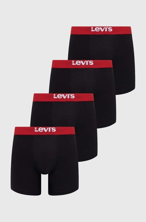 Boxerky Levi's 4-pack pánské, černá barva