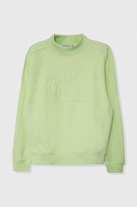 Calvin Klein Jeans felpa per bambini colore verde con applicazione