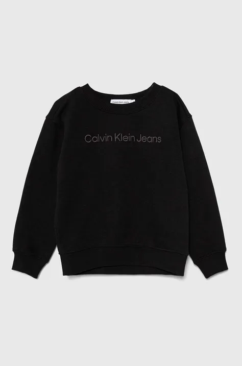 Calvin Klein Jeans bluza dziecięca kolor czarny z aplikacją
