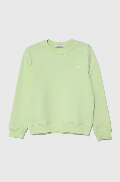 Calvin Klein Jeans bluza copii culoarea verde, neted