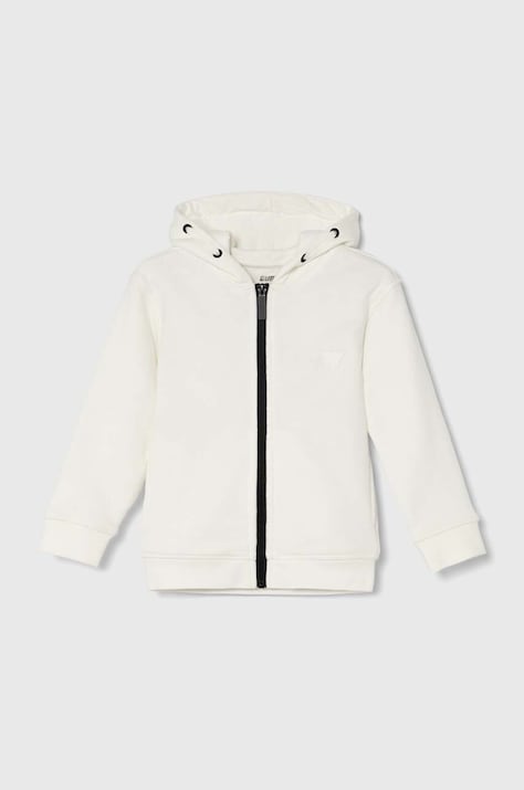 Guess felpa per bambini colore bianco con cappuccio