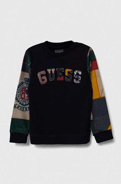 Guess felpa in cotone bambino/a colore blu navy