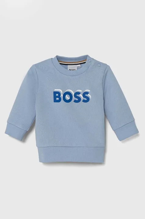 BOSS bluza niemowlęca kolor niebieski z nadrukiem