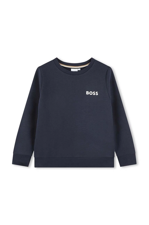 BOSS bluza copii culoarea albastru marin, cu imprimeu