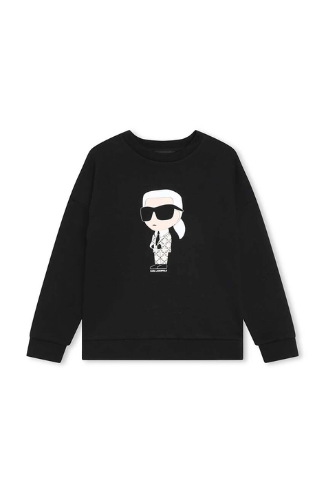 Karl Lagerfeld bluza copii culoarea negru, cu imprimeu