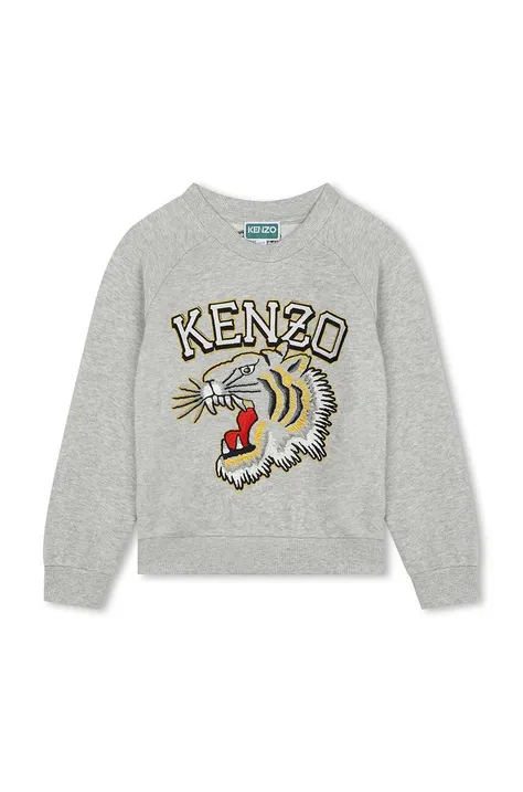Kenzo Kids bluza bawełniana dziecięca kolor szary z nadrukiem