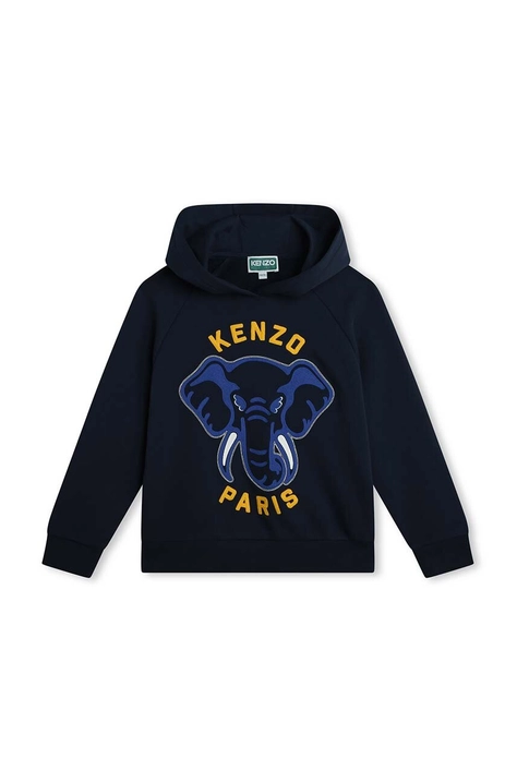 Дитяча бавовняна кофта Kenzo Kids з капюшоном з принтом