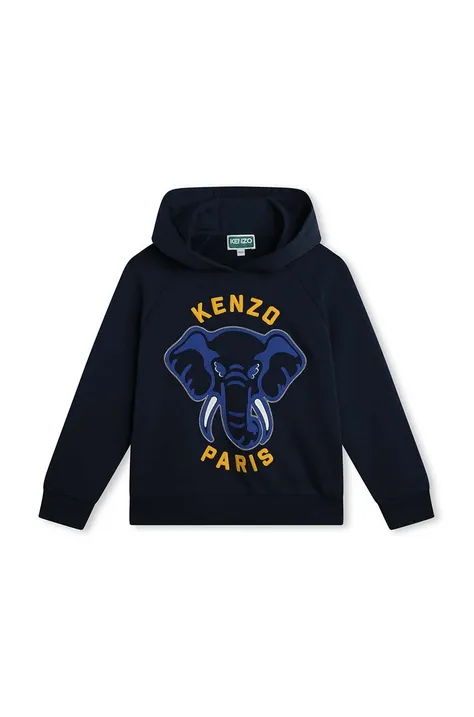 Kenzo Kids felpa in cotone bambino/a colore blu con cappuccio
